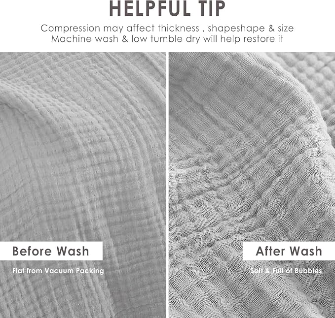 EMME Muslin Baby Blankets 100% Cotton 4-Layer Swaddle 40"x50" Lightweight Soft Breathable for Toddler, Infant, Newborn All Season Gauze Blanket, Light Grey