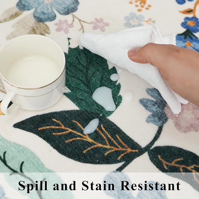 Hallway Floral 2'6x14 Runner Rugs: Washable Scalloped Soft Carpet with Non-Slip Backing for Entryway Kitchen Stain-Resistant Bedroom Floor Mat – Gifts for Newlyweds/Household Home Dcor (2'6x14,Cream)