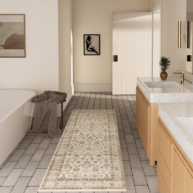 Washable Runners for Hallways Kitchen Rug: 2'x10' Kitchen Runner Stain Resistant Non Slip Low Pile Soft Carpet Runners for Hallways Bedroom Entryway Indoor Beside Bathroom Laundry Room