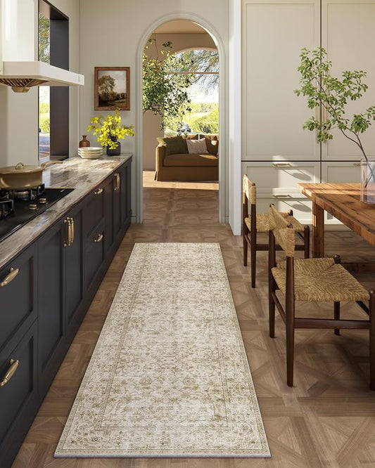 Washable Kitchen Rug Runners for Hallways: 2'x6' Bedroom Runner Rug Non Slip Low-Pile Stain Resistant Soft Carpet Runner for Indoor Entryway Hallways Kitchen Laundry Room Beside Farmhouse