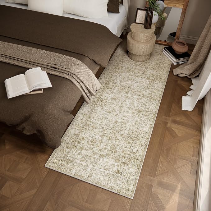 Washable Kitchen Rug Runners for Hallways: 2'x6' Bedroom Runner Rug Non Slip Low-Pile Stain Resistant Soft Carpet Runner for Indoor Entryway Hallways Kitchen Laundry Room Beside Farmhouse