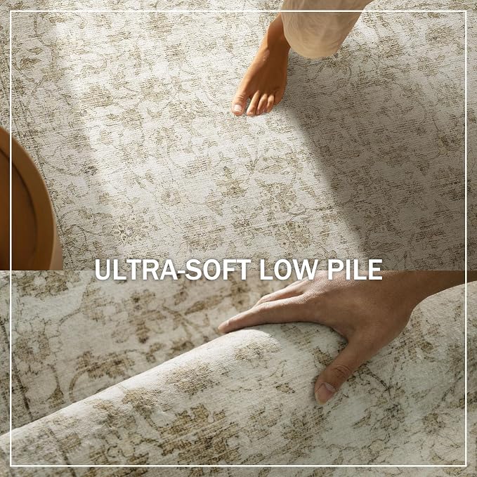 Washable Kitchen Rug Runners for Hallways: 2'x6' Bedroom Runner Rug Non Slip Low-Pile Stain Resistant Soft Carpet Runner for Indoor Entryway Hallways Kitchen Laundry Room Beside Farmhouse