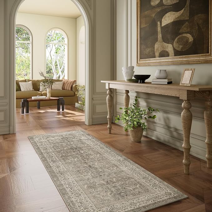 Washable Runners for Hallways Kitchen Rug: 2'x6' Runner Rugs Stain Resistant Non Slip Low Pile Soft Carpet Runners for Hallways Bedroom Entryway Indoor Beside Bathroom Laundry Room