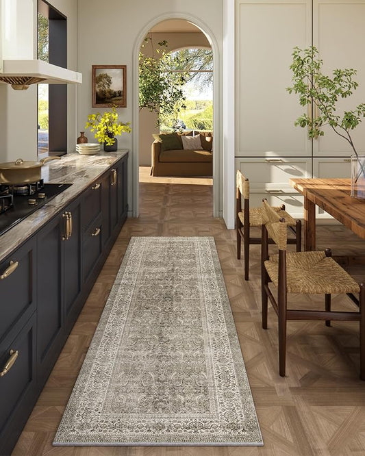 Washable Runners for Hallways Kitchen Rug: 2'x6' Runner Rugs Stain Resistant Non Slip Low Pile Soft Carpet Runners for Hallways Bedroom Entryway Indoor Beside Bathroom Laundry Room