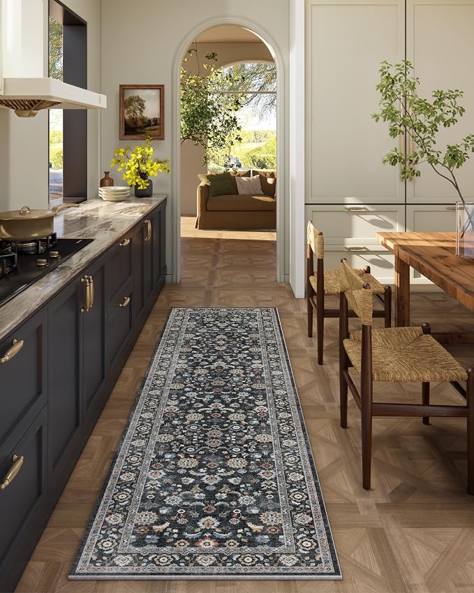 Washable Runners for Hallways Kitchen Rug: 2'x6' Runner Rugs Stain Resistant Non Slip Low Pile Boho Carpet Runners for Hallways Bedroom Entryway Indoor Beside Bathroom Laundry Room